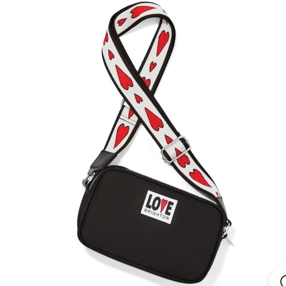 Brighton LOVE ❤️ Black and White with Red Hearts Crossbody Belt Bag